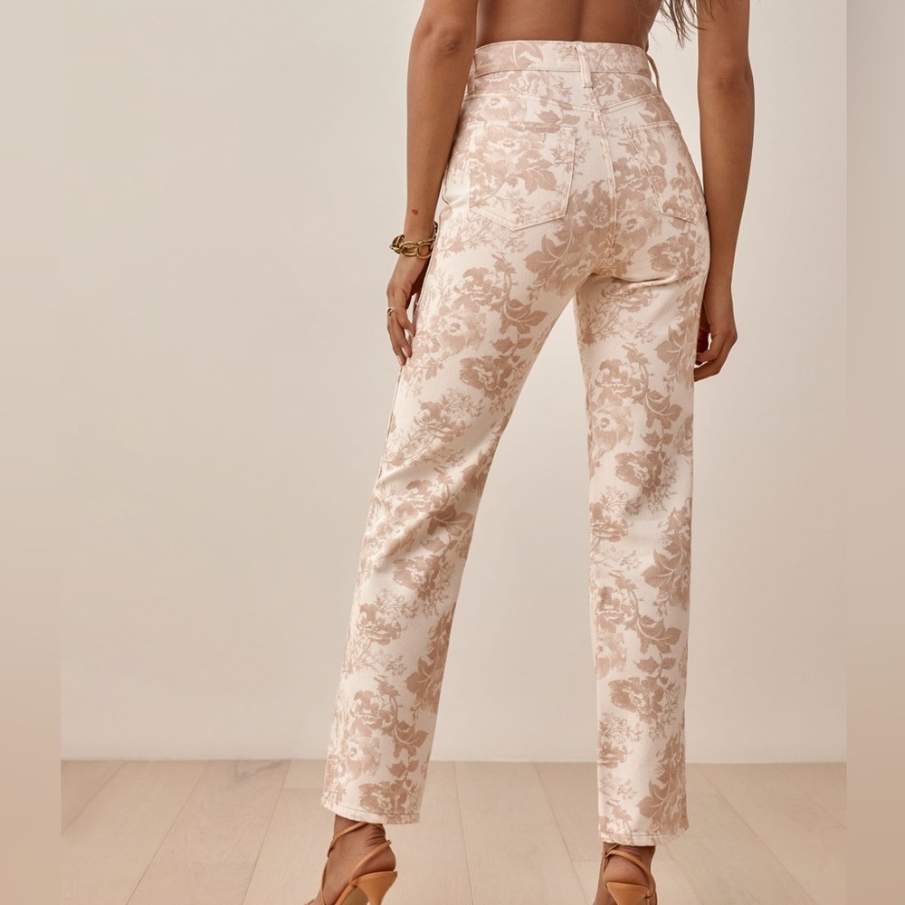 Reformation Cynthia Patterned Straight Leg Jeans in Abalone - Picture 4 of 9